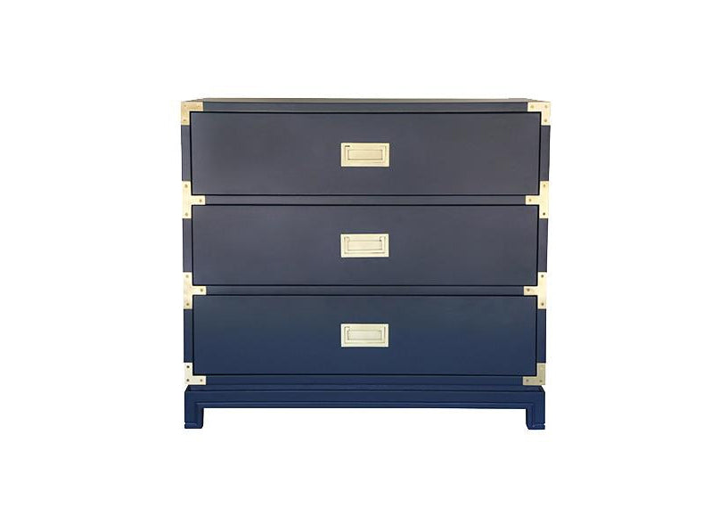 Carlyle Campaign Dresser Navy | 3-Drawer Chest