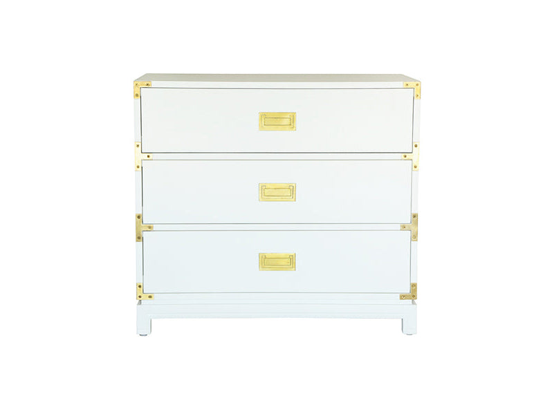 Carlyle Campaign Dresser White | 3-Drawer Chest | Ave Home Carlyle Campaign Dresser White | 3-Drawer Chest | Ave Home