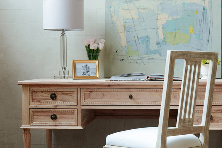 Colette Desk | French Neoclassical Elegance in Natural Wood | Ave Home